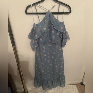 Lumíere Floral Blue Cold-Shoulder Dress